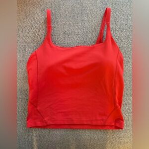 Like New Lululemon Red Crop Tank Top with built in bra lined support Size 6